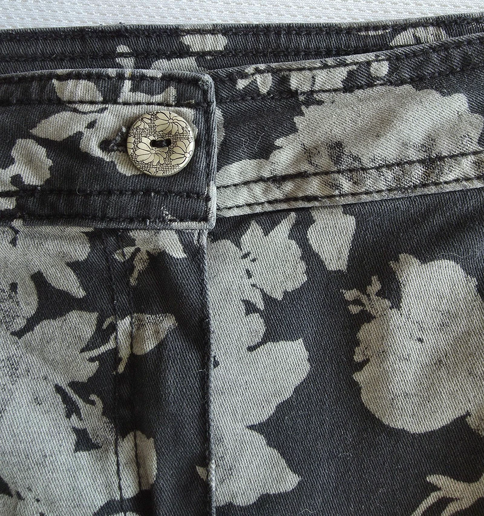 Falda recta con estampado floral negro y gris L 42 falda de algodón elástico – photo 5